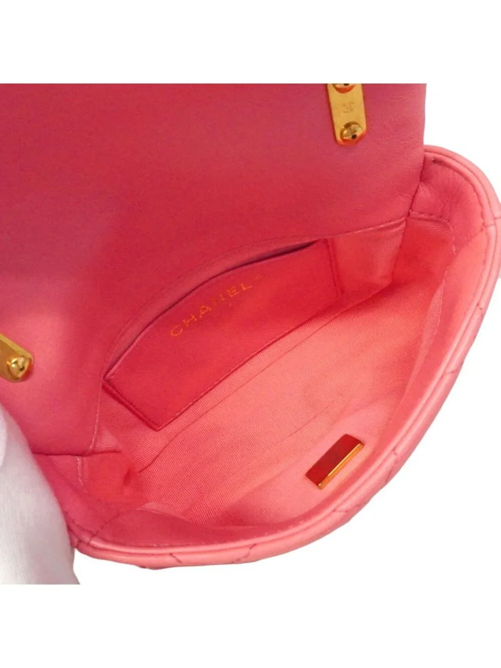 Chanel Shoulder Bag Quilted Lambskin Pink Gold